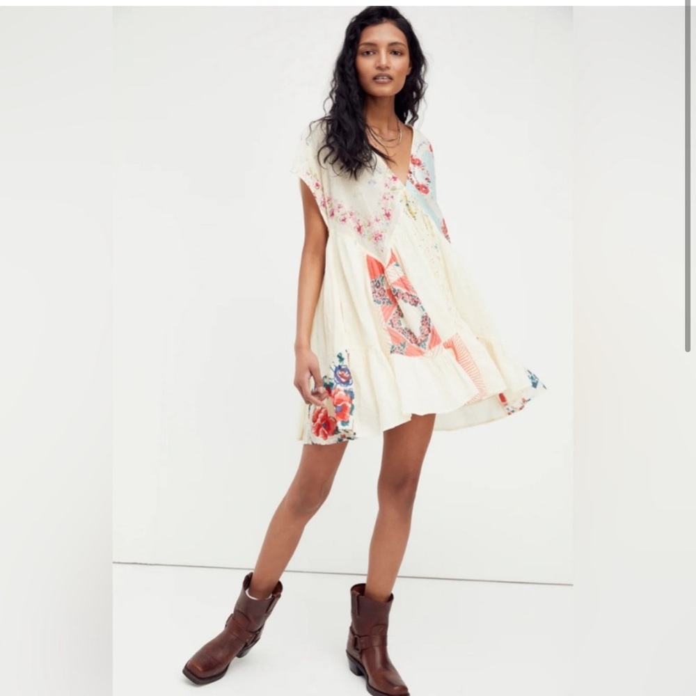 Free People Mended with Scarves Mini Dress
